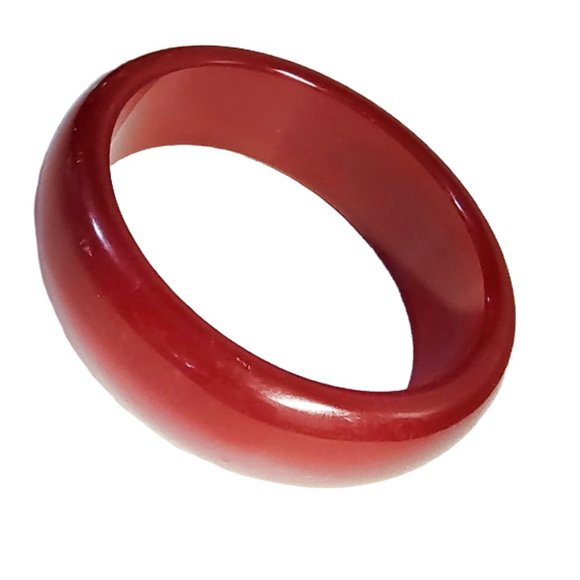 1960s Vintage Wide Cranberry Dark Red Moon Glow Lucite Plastic Bangle Bracelet - Picture 3 of 5